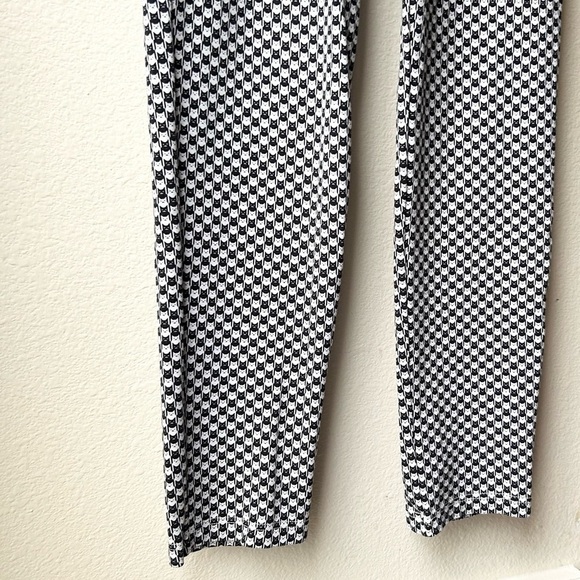 Betabrand Catstooth Chino Herringbone Pants High Waist Black White Cat Sz SL - Picture 9 of 16